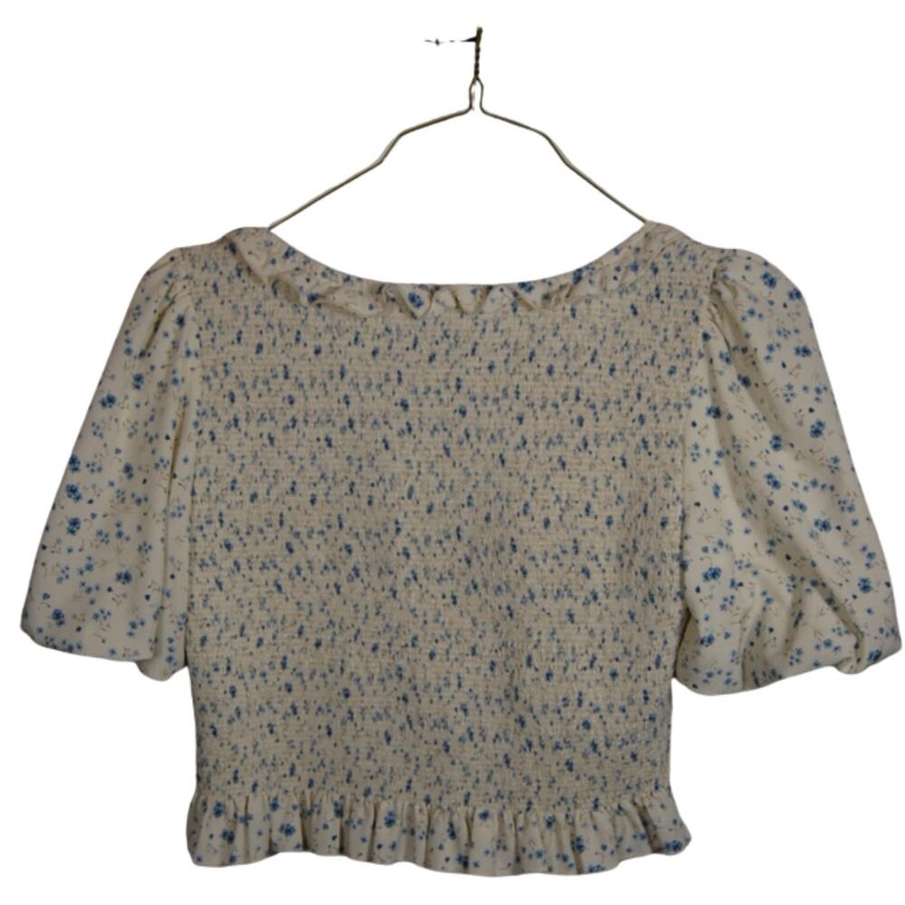 Arula x Favorite Sister Blouse Cream Blue Puff Sleeve Size XL Prairie Farmhouse - Picture 8 of 15